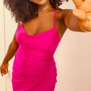 Vibrant Pink Spaghetti Strap Dress Small